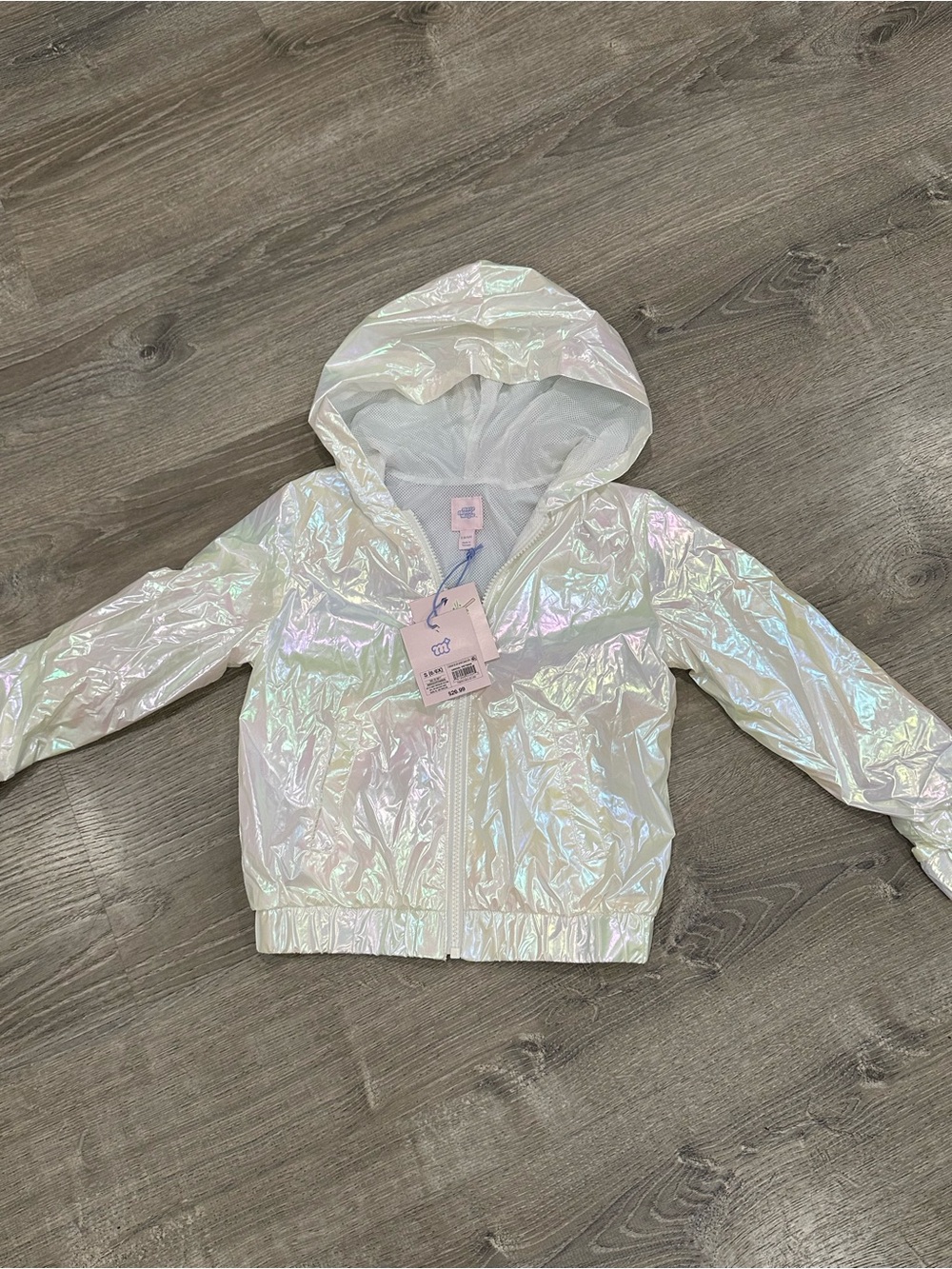 More Than Magic Iridescent White Kids Hooded Raincoat